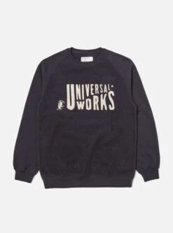 Universal Works 'Mystery Train' Print Sweatshirt In Navy Brushback