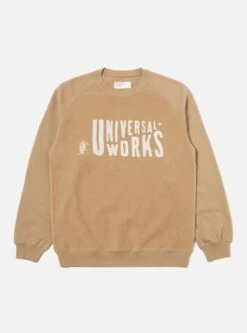 Universal Works 'Mystery Train' Print Sweatshirt In Sand Brushback