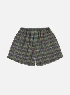 Universal Works Boxer Short In Green Ikat Twill Check
