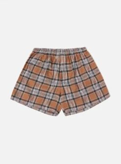 Universal Works Boxer Short In Brown Ikat Twill Check