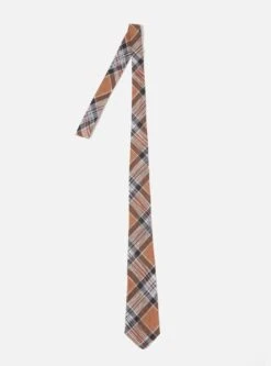Universal Works Tie In Brown Ikat Twill Check