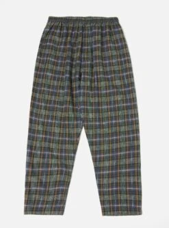 Universal Works Pyjama In Green Ikat Twill Check