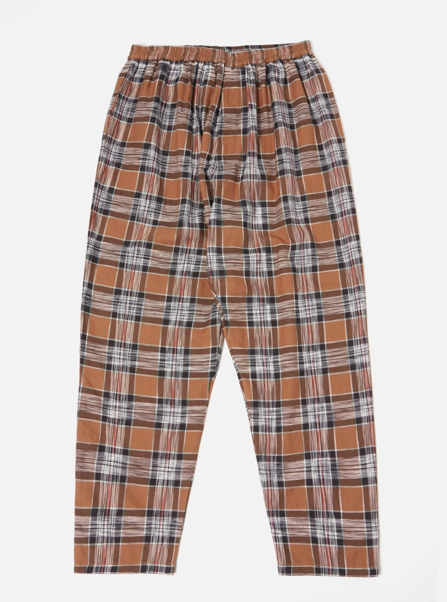 Universal Works Pyjama In Brown Ikat Twill Check