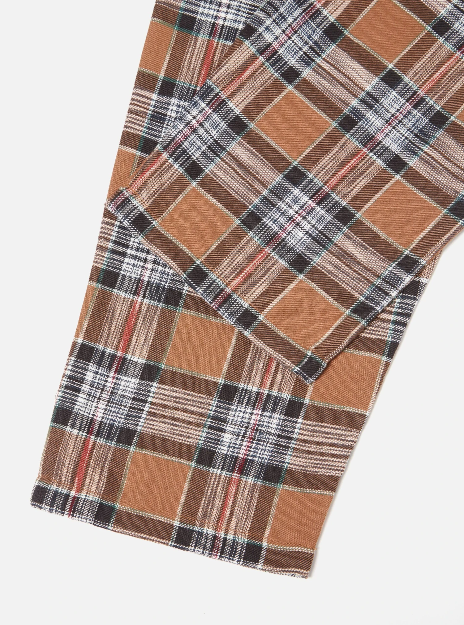 Universal Works Pyjama In Brown Ikat Twill Check - Image 5
