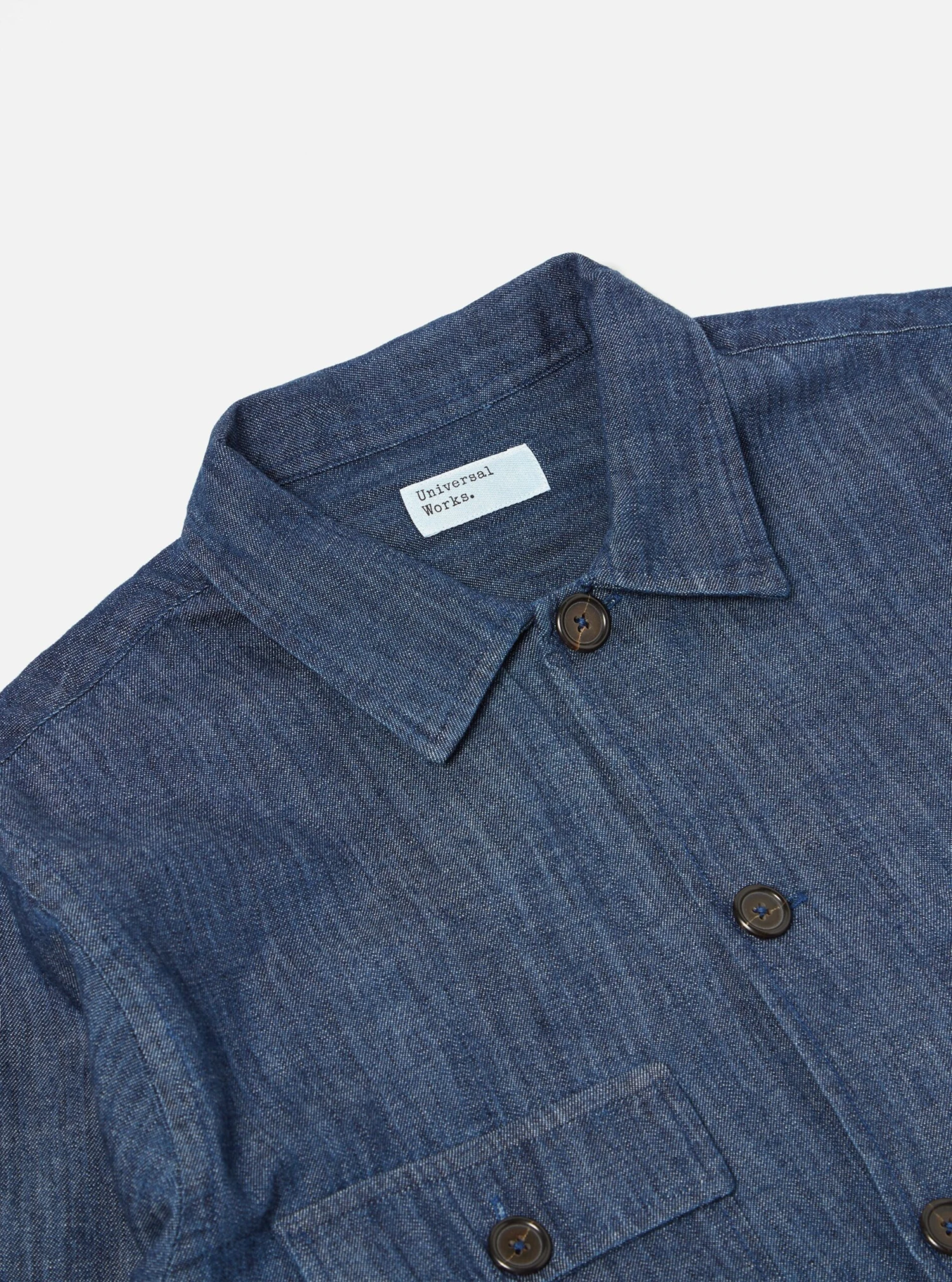 Universal Works Dockside Overshirt In Indigo 6.5oz Organic Denim - Image 4