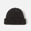 Universal Works Short Watch Cap In Black Marl Kilcarra Wool