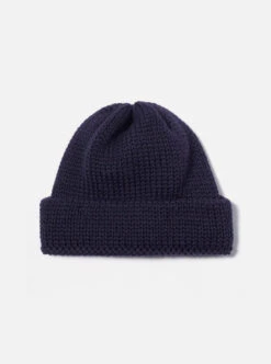 Universal Works Short Watch Cap In Navy British Wool