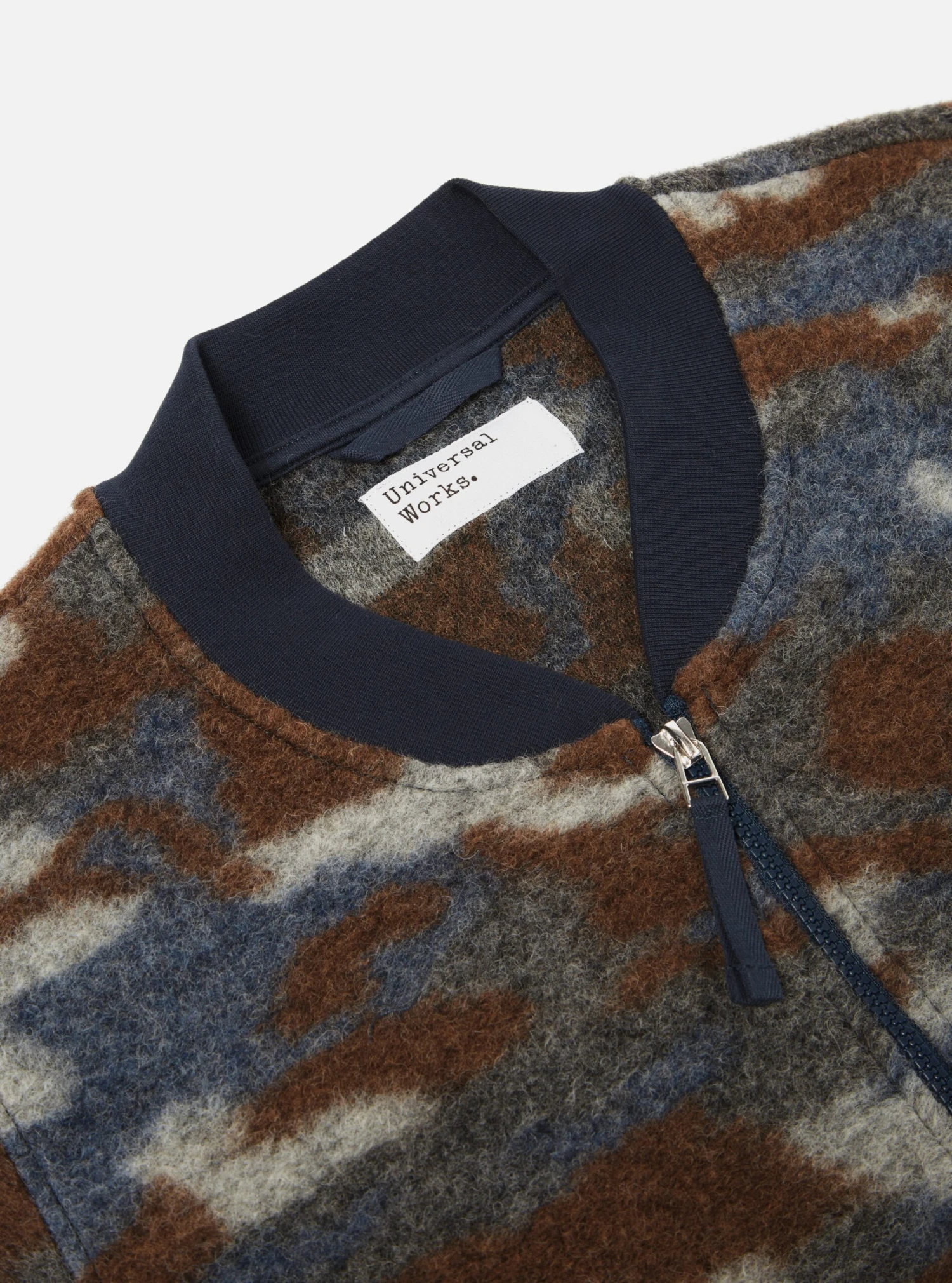 Universal Works Zip Bomber In Grey Dwight Wool Fleece - Image 4