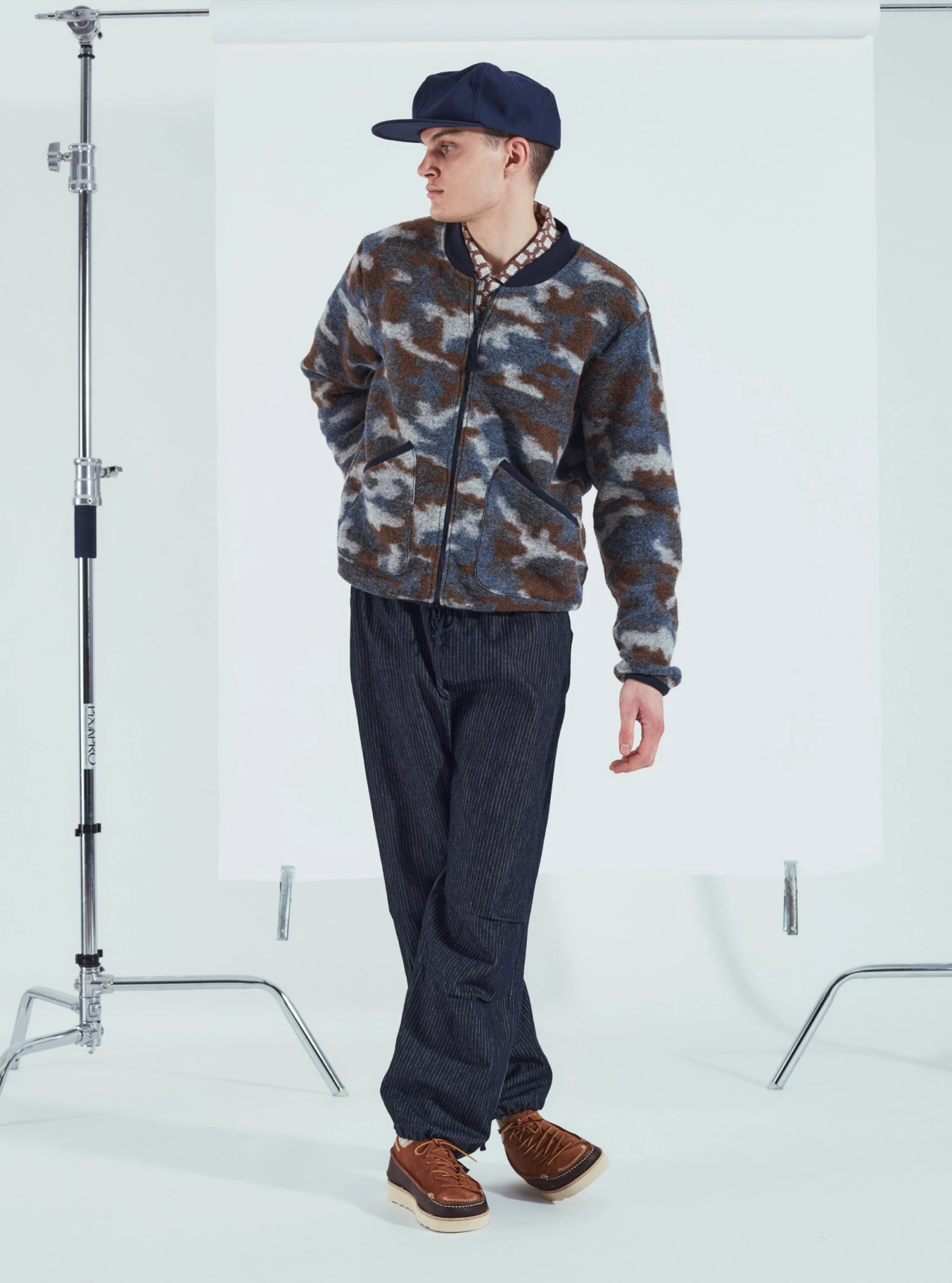 Universal Works Zip Bomber In Grey Dwight Wool Fleece - Image 7