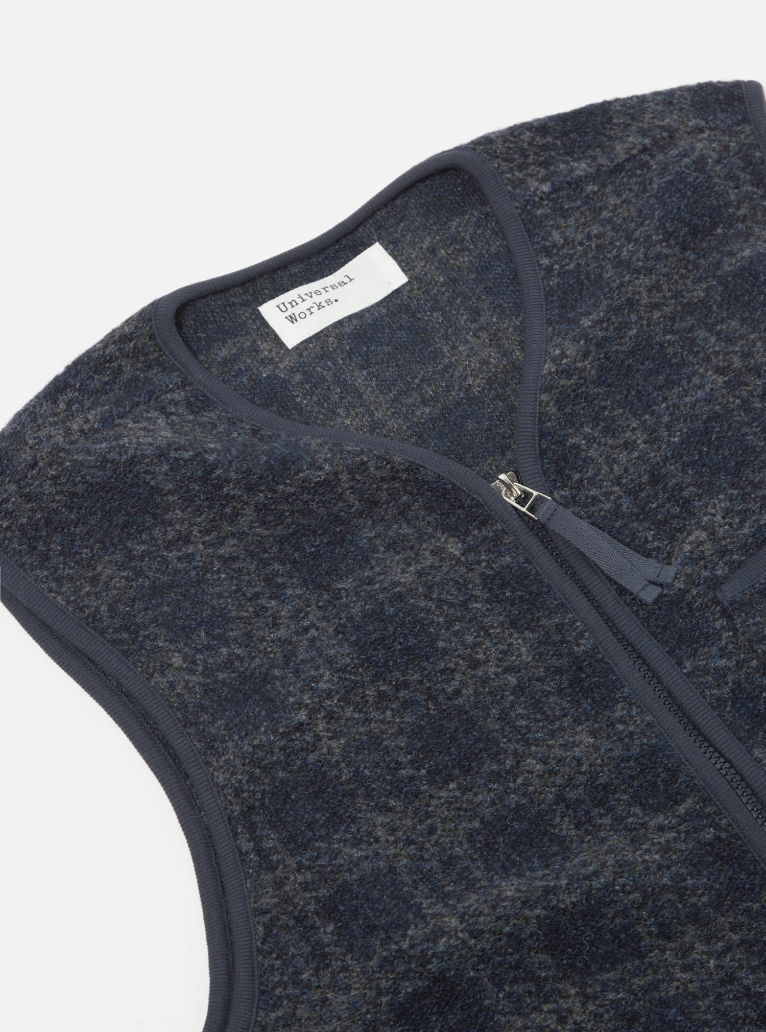 Universal Works Zip Gilet In Navy Swarm Fleece - Image 4