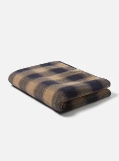 Universal Works Blanket In Navy Mix Wool Fleece