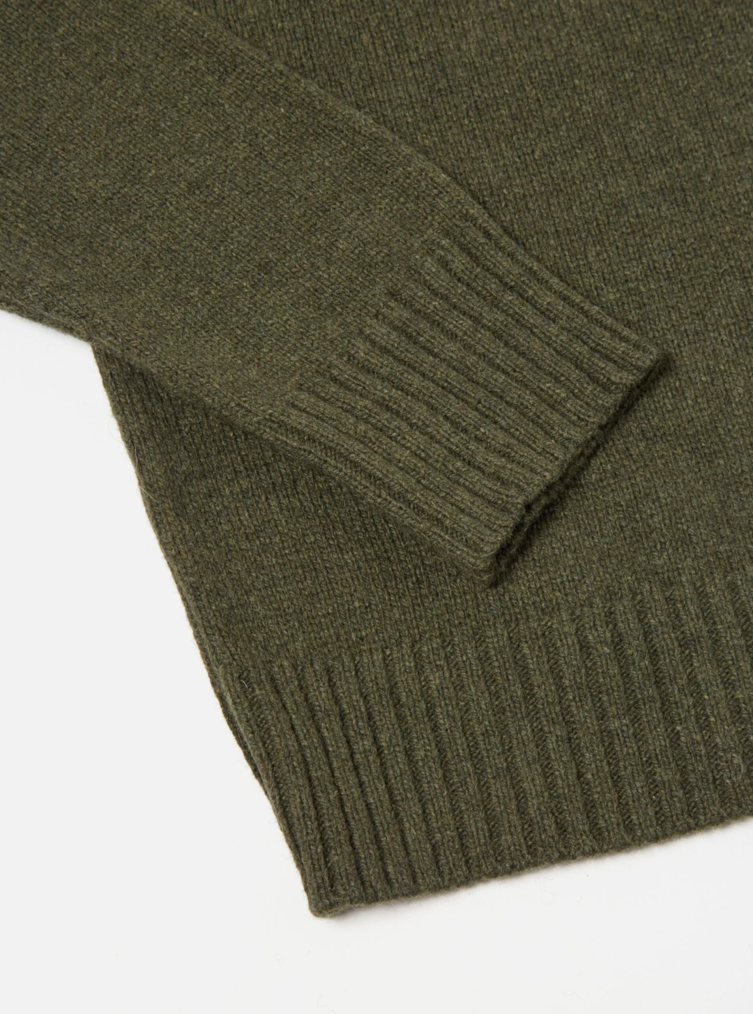 Universal Works Roll Neck In Olive Eco Wool - Image 5