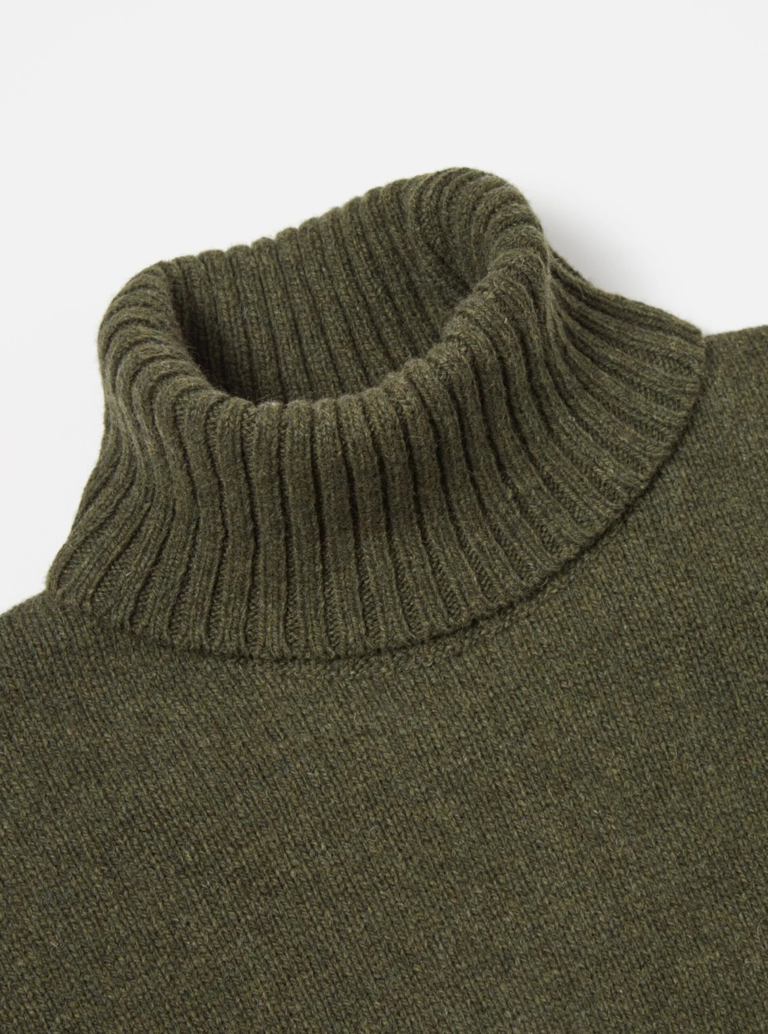 Universal Works Roll Neck In Olive Eco Wool - Image 4