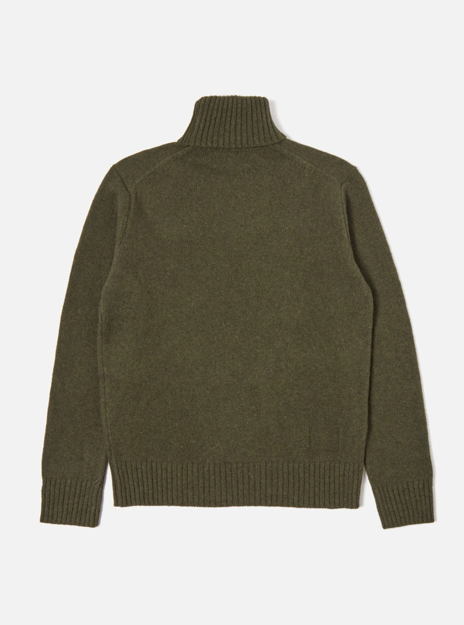 Universal Works Roll Neck In Olive Eco Wool - Image 3