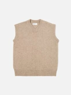 Universal Works Sweater Vest In Oatmeal Eco Wool