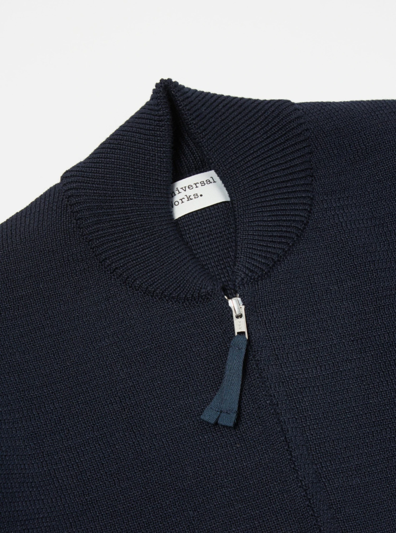 Universal Works Zip Knitwork Jacket In Navy Merino Knit - Image 4