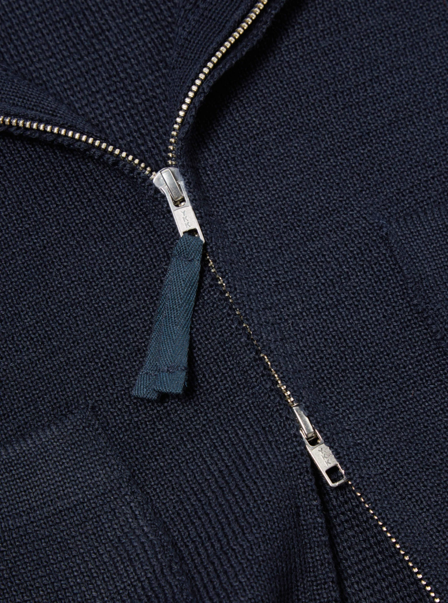 Universal Works Zip Knitwork Jacket In Navy Merino Knit - Image 6