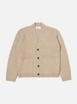 Universal Works Langdale Cardigan In Oatmeal Eco Wool