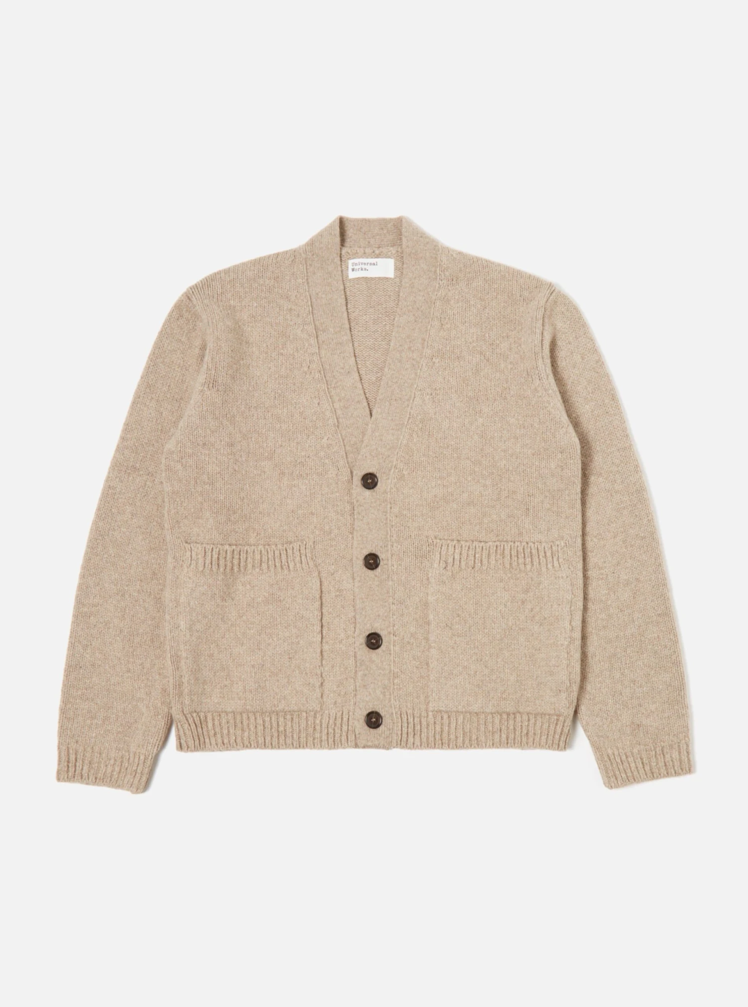 Universal Works Langdale Cardigan In Oatmeal Eco Wool