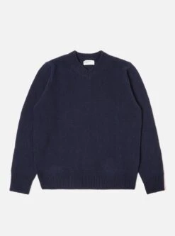 Universal Works V Neck Sweater In Navy Eco Wool