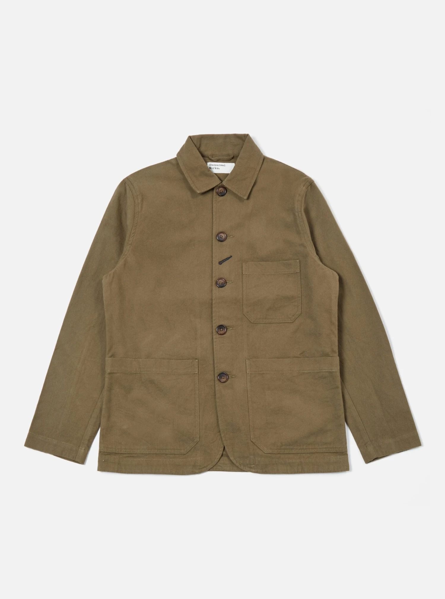 Universal Works Bakers Chore Jacket In Olive Nebraska Cotton