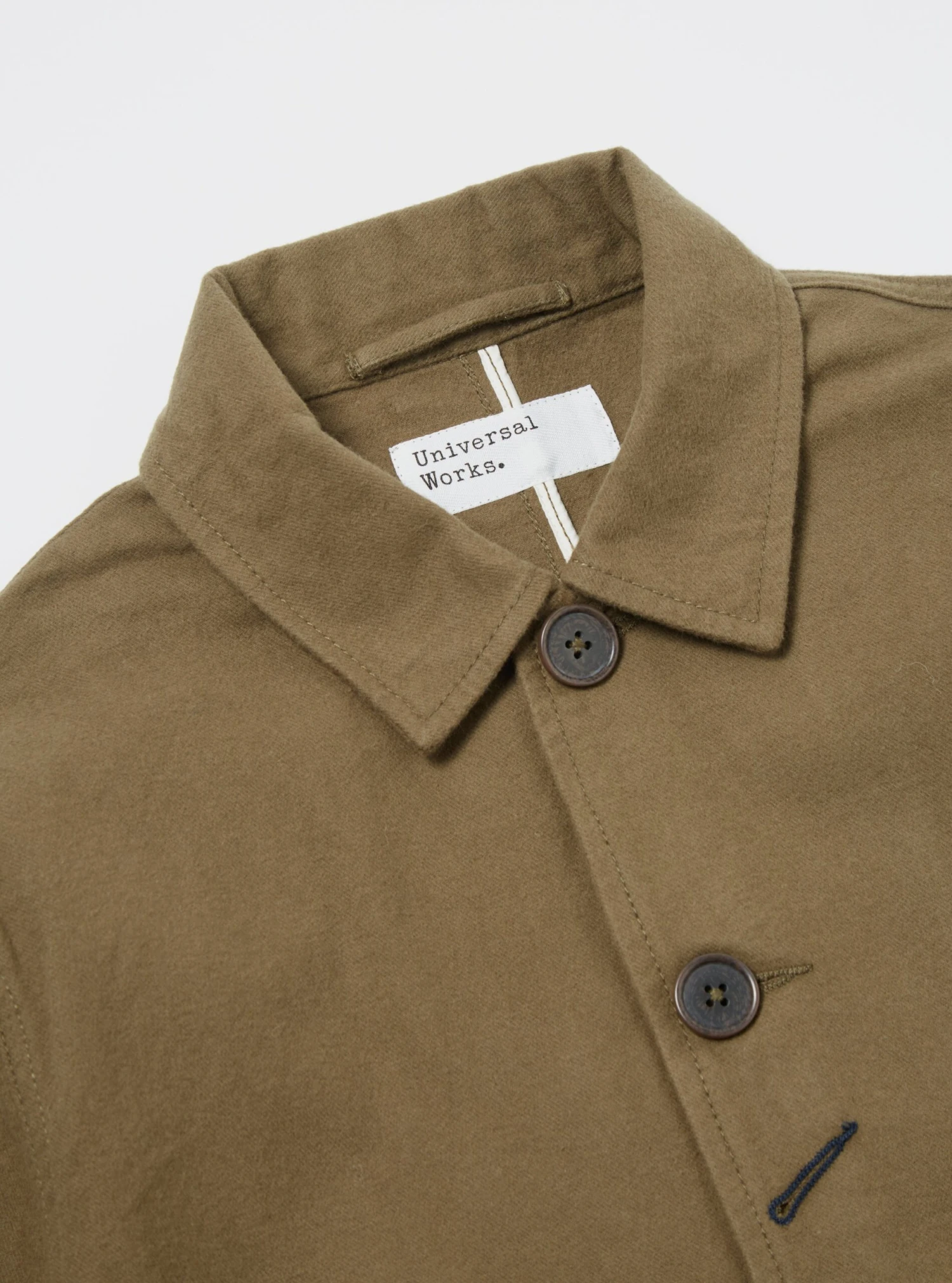 Universal Works Bakers Chore Jacket In Olive Nebraska Cotton - Image 3