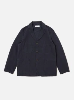 Universal Works Five Pocket Jacket In Navy Canvas