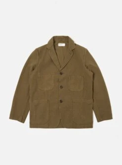 Universal Works Five Pocket Jacket In Olive Canvas