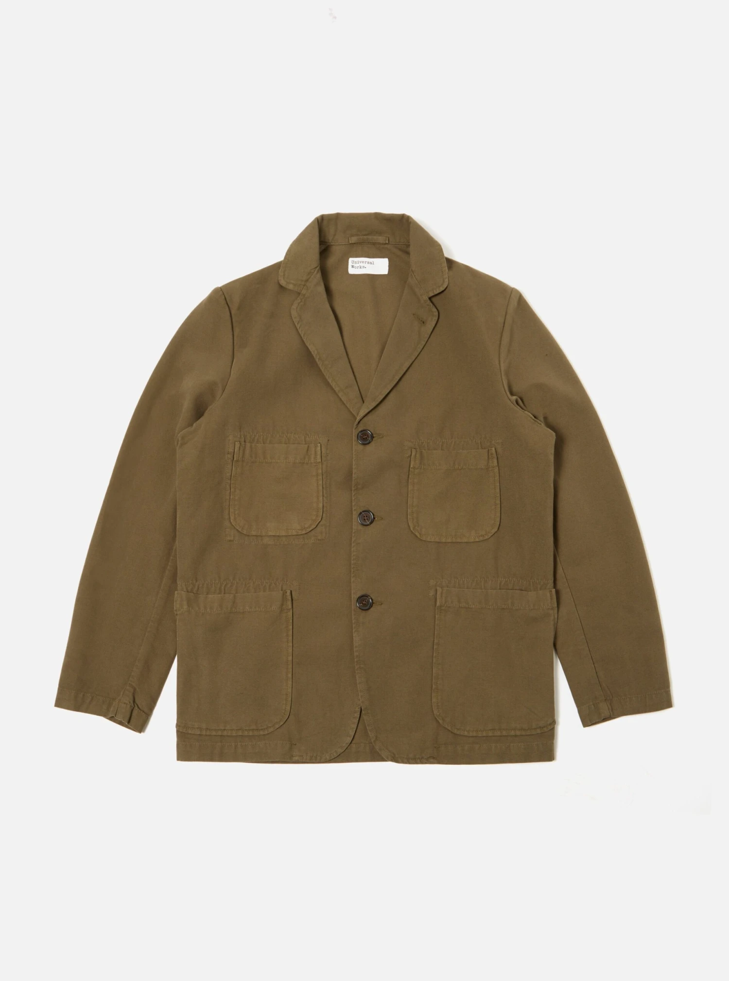 Universal Works Five Pocket Jacket In Olive Canvas