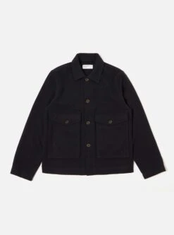 Universal Works Watchman II Jacket In Navy Recycled Soft Wool