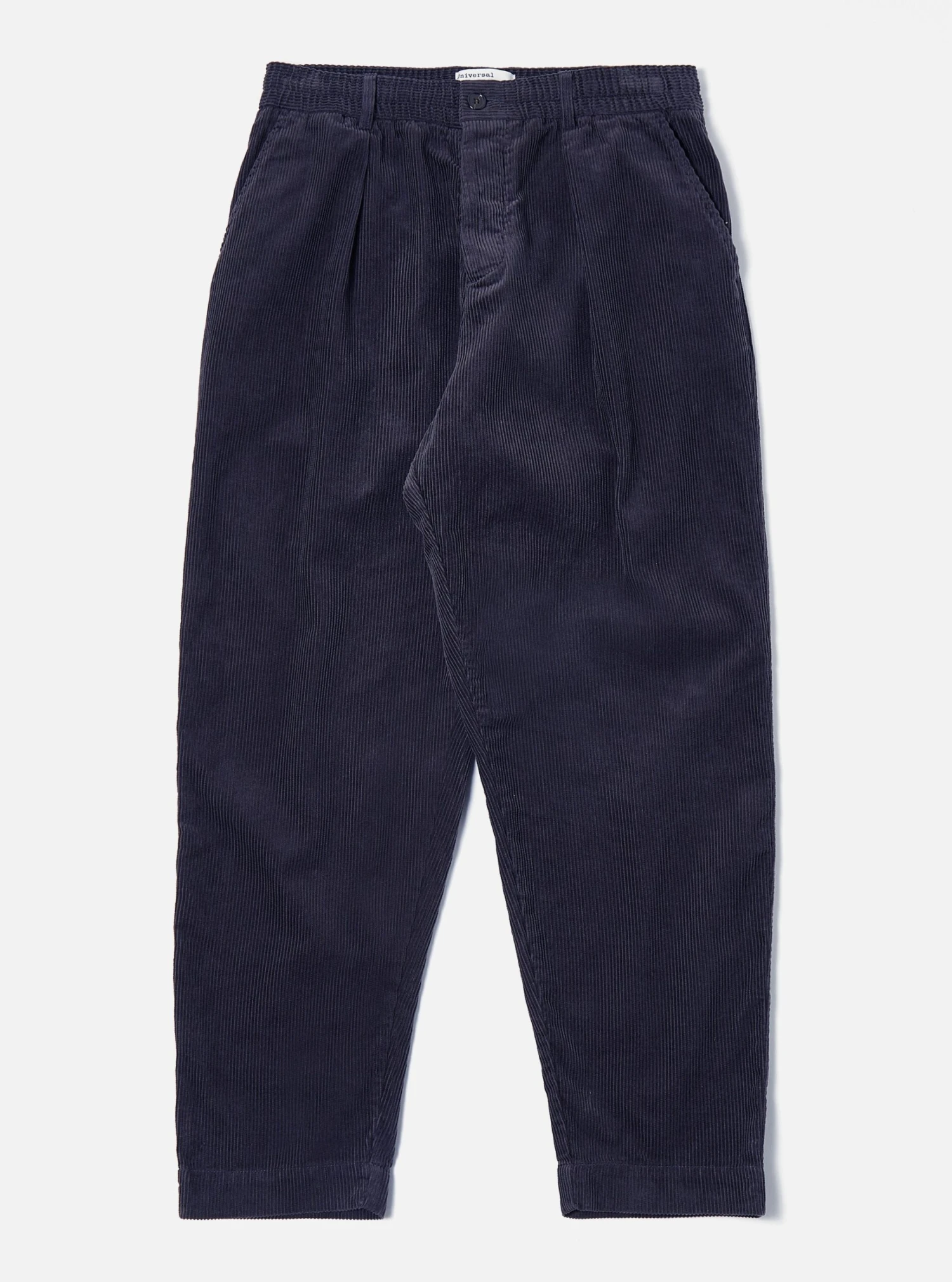 Universal Works Pleated Track Pant In Navy Cord
