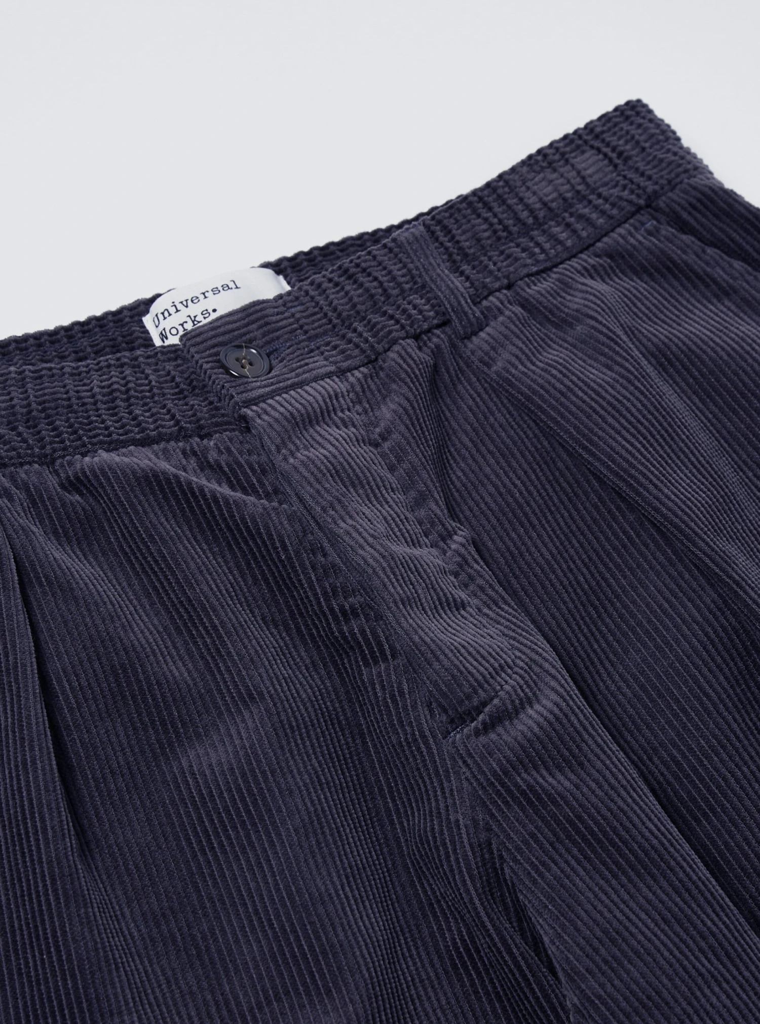 Universal Works Pleated Track Pant In Navy Cord - Image 4