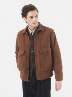 Universal Works Watchman II Jacket In Cumin Recycled Soft Wool