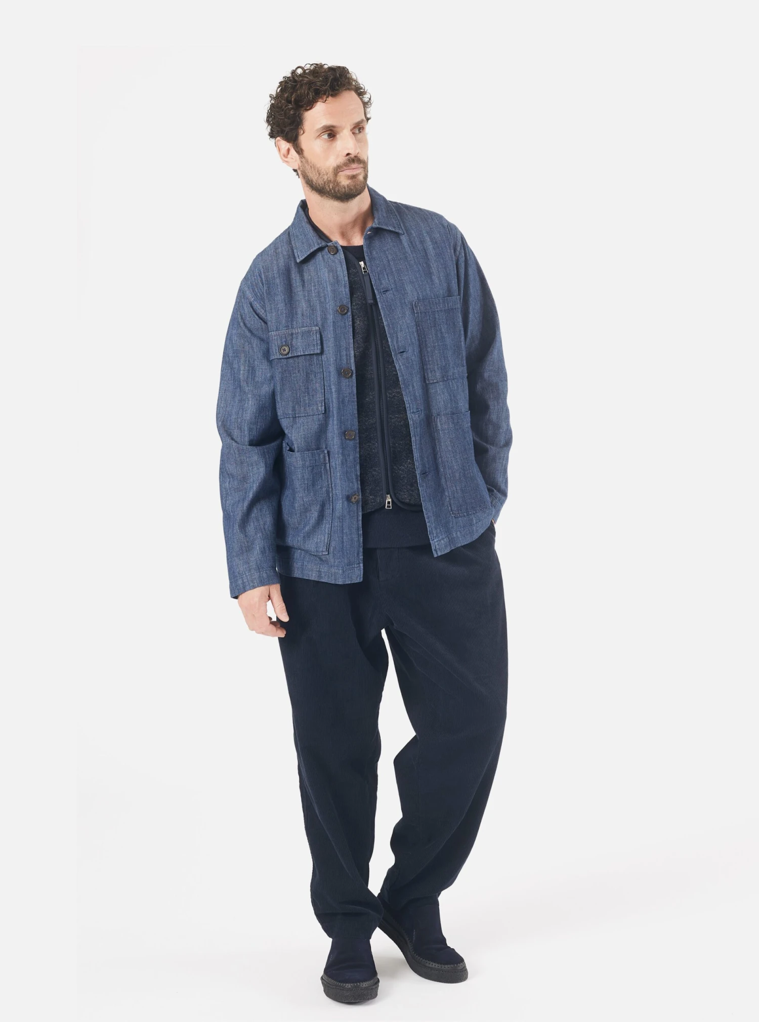 Universal Works Dockside Overshirt In Indigo 6.5oz Organic Denim - Image 7