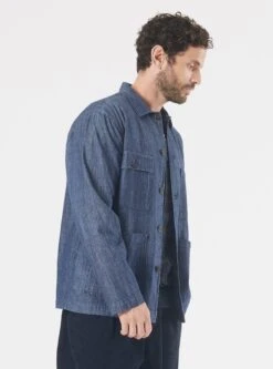 Universal Works Dockside Overshirt In Indigo 6.5oz Organic Denim