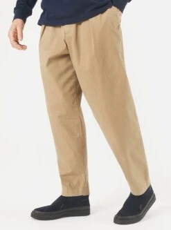 Universal Works Pleated Track Pant In Sand Organic Utility Cotton