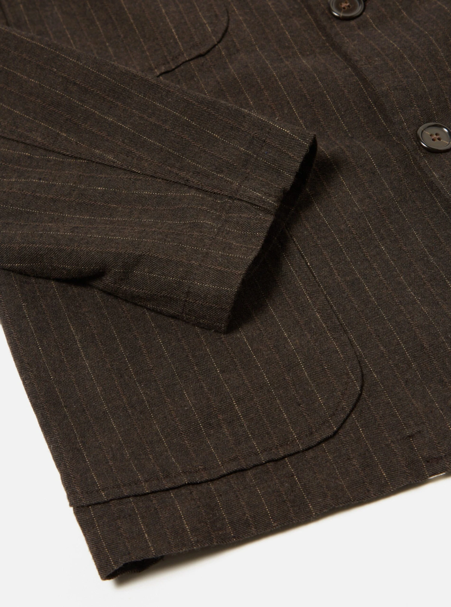 Universal Works Five Pocket Jacket In Brown Italian Pinstripe - Image 5