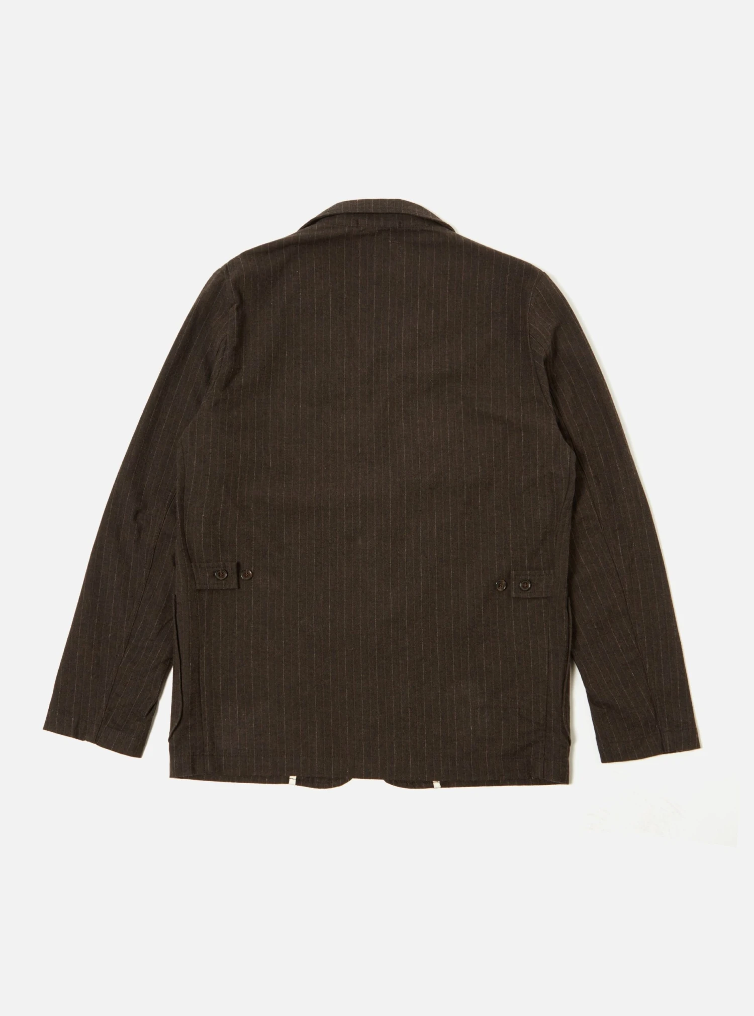 Universal Works Five Pocket Jacket In Brown Italian Pinstripe - Image 2