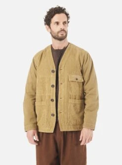 Universal Works Cabin Jacket In Sand Corduroy/Soft Twill