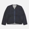 Universal Works Zip Liner Jacket In Blue Soft Wool Cotton Knit