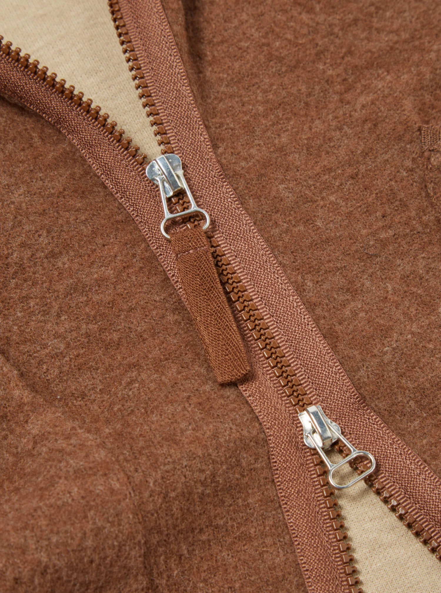 Universal Works Zip Liner Jacket In Brown Soft Wool Cotton Knit - Image 5