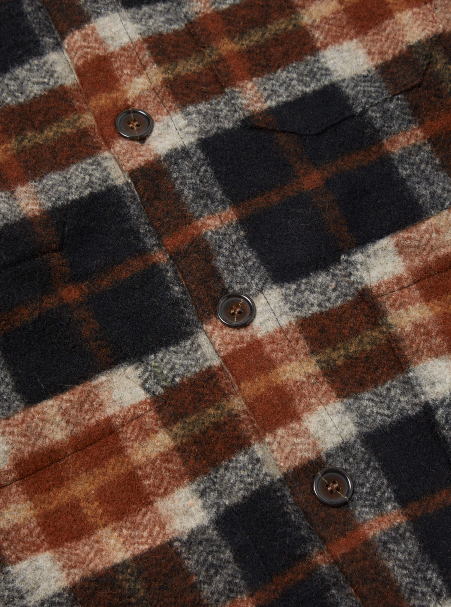 Universal Works Cardigan In Brown British Check Fleece - Image 4