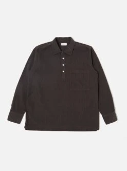Universal Works Pullover L/S Shirt In Licorice Super Fine Cord