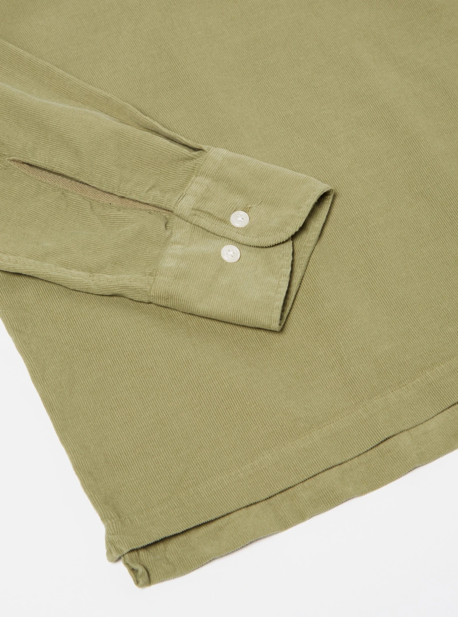 Universal Works Pullover L/S Shirt In Olive Super Fine Cord - Image 4