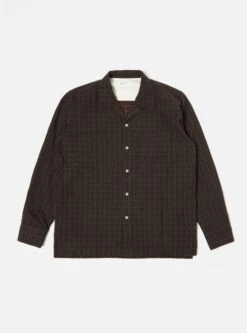 Universal Works L/S Camp Shirt In Brown Delos 8 Cotton
