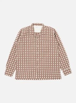 Universal Works L/S Camp Shirt In Sand Delos 8 Cotton