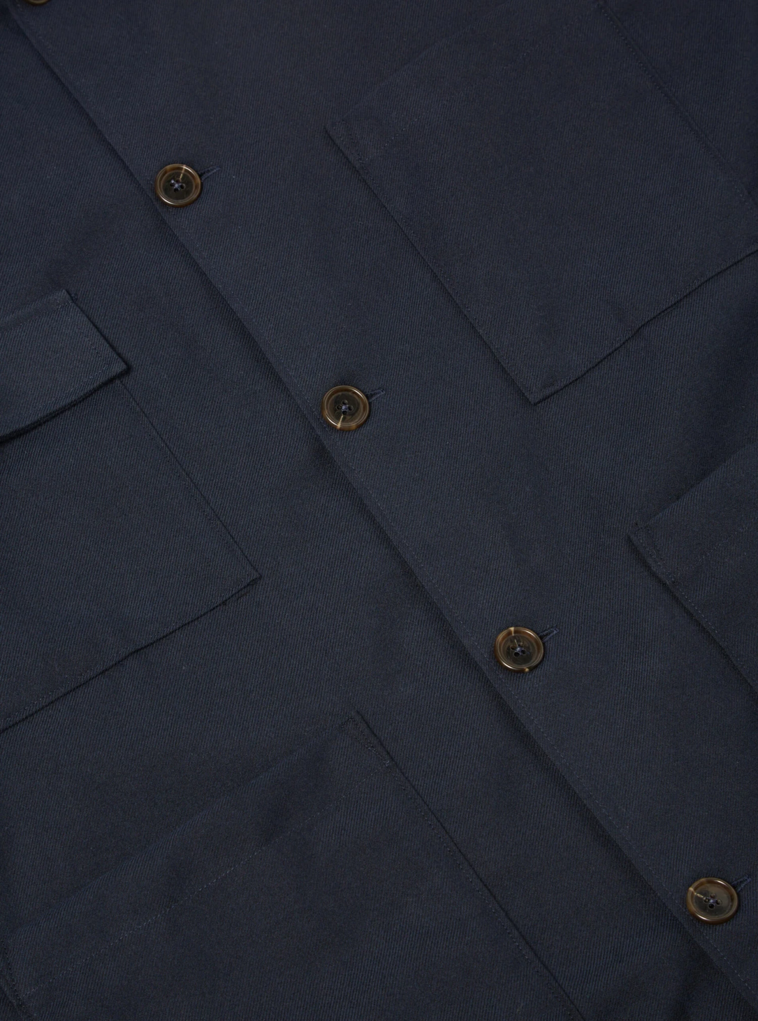 Universal Works Dockside Overshirt In Navy Cotton/Wool Twill - Image 4