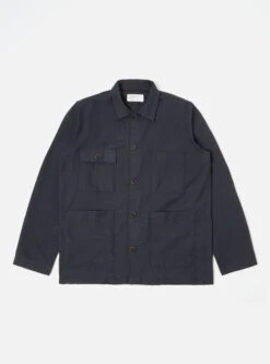 Universal Works Dockside Overshirt In Navy Cotton/Wool Twill