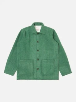 Universal Works Easy Over Jacket In Green Harris Tweed