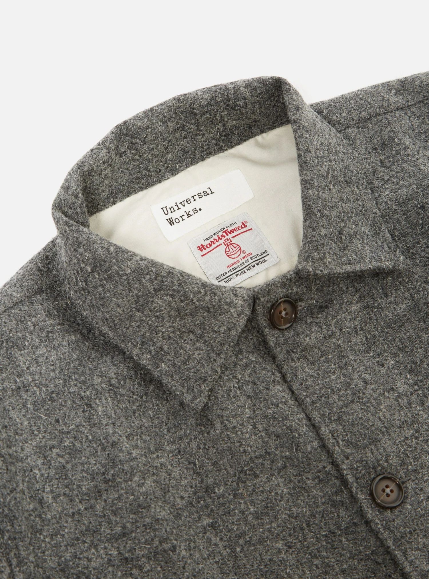 Universal Works Easy Over Jacket In Grey Harris Tweed - Image 4